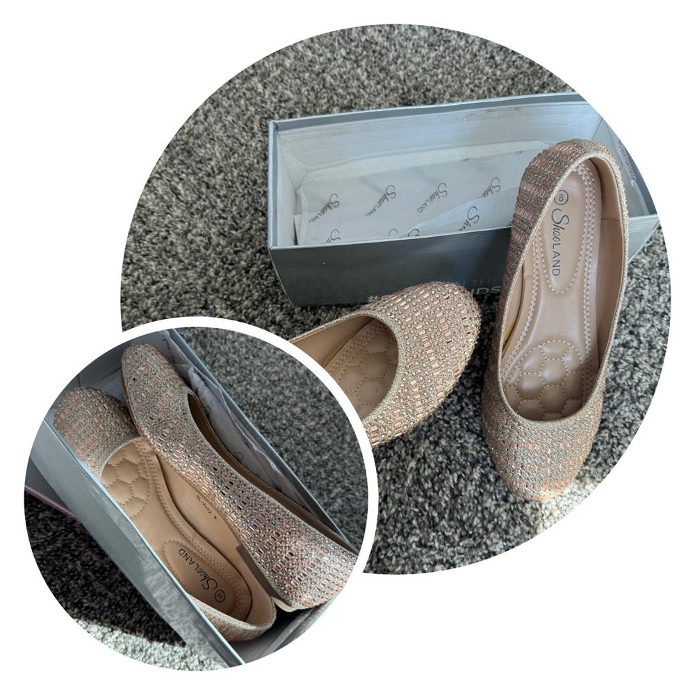 Women's Sparkling Tan Flats